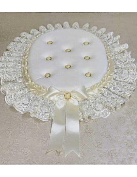 COPRIWATER IMBOTITO VELLUTO PANNA E TULLE SWAROVSKI PANNA