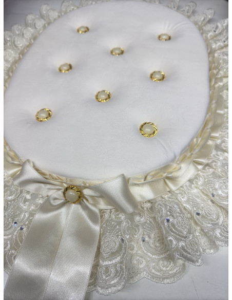 COPRIWATER IMBOTITO VELLUTO PANNA E TULLE SWAROVSKI PANNA