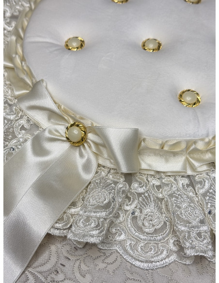 COPRIWATER IMBOTITO VELLUTO PANNA E TULLE SWAROVSKI PANNA