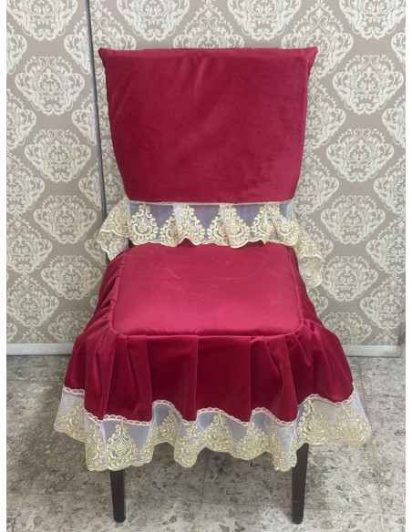 COPRI SEDIA COMPLETO VELLUTO ROSSO&ORO