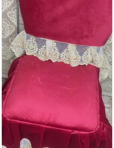 COPRI SEDIA COMPLETO VELLUTO ROSSO&ORO