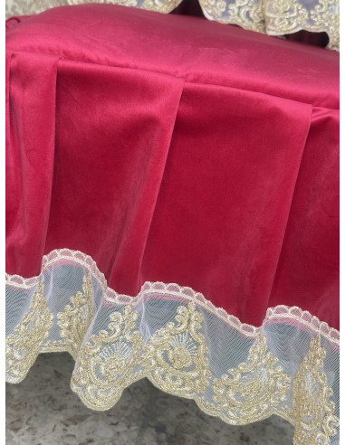 COPRI SEDIA COMPLETO VELLUTO ROSSO&ORO