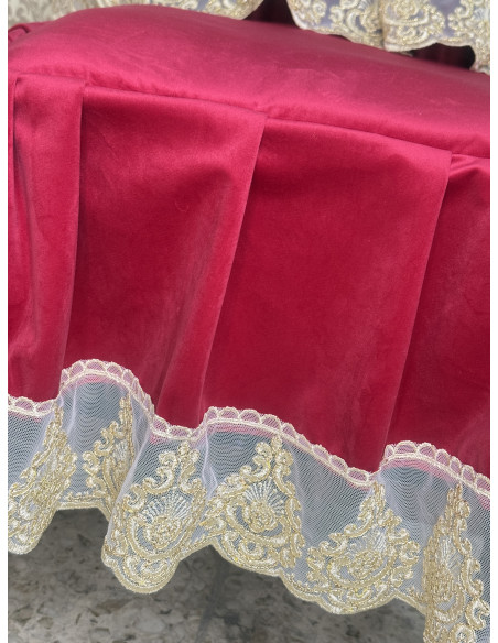 COPRI SEDIA COMPLETO VELLUTO ROSSO&ORO