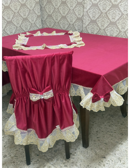 COPRI SEDIA COMPLETO VELLUTO ROSSO&ORO