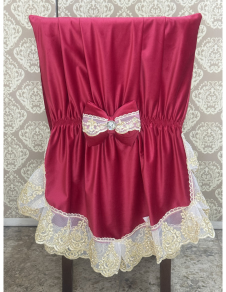 COPRI SEDIA COMPLETO VELLUTO ROSSO&ORO