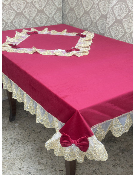 TOVAGLIA VELLUTO ROSSO&ORO