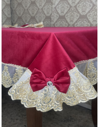 TOVAGLIA VELLUTO ROSSO&ORO