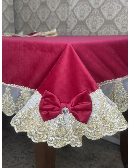 TOVAGLIA VELLUTO ROSSO&ORO
