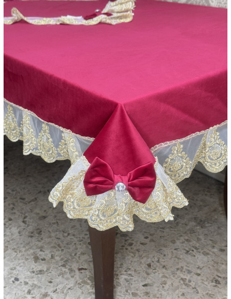 TOVAGLIA VELLUTO ROSSO&ORO