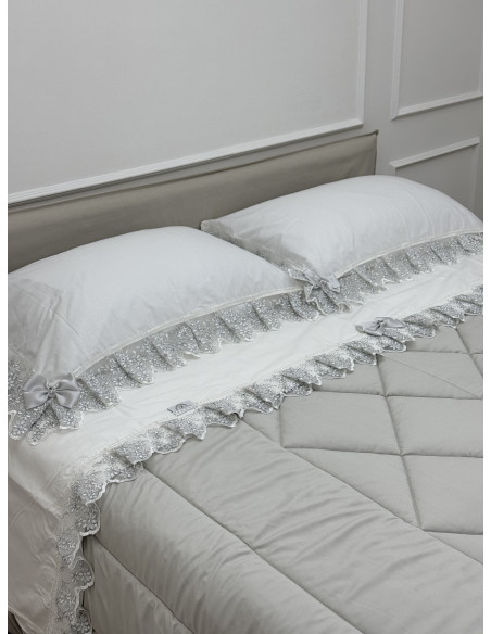 COMPLETO LETTO LUREX BIANCO E ARGENTO