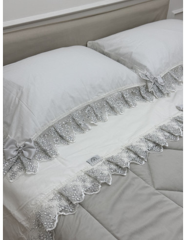COMPLETO LETTO LUREX BIANCO E ARGENTO
