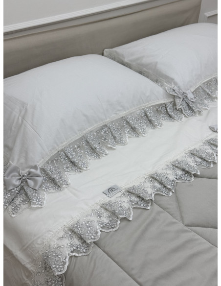 COMPLETO LETTO LUREX BIANCO E ARGENTO