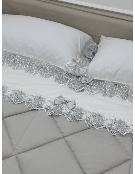COMPLETO LETTO LUREX BIANCO E ARGENTO