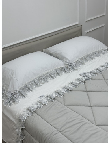 COMPLETO LETTO LUREX BIANCO E ARGENTO
