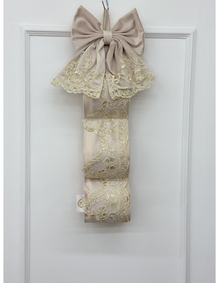 PORTAROTOLI VELLUTO AVORIO E REBRODE PERLA