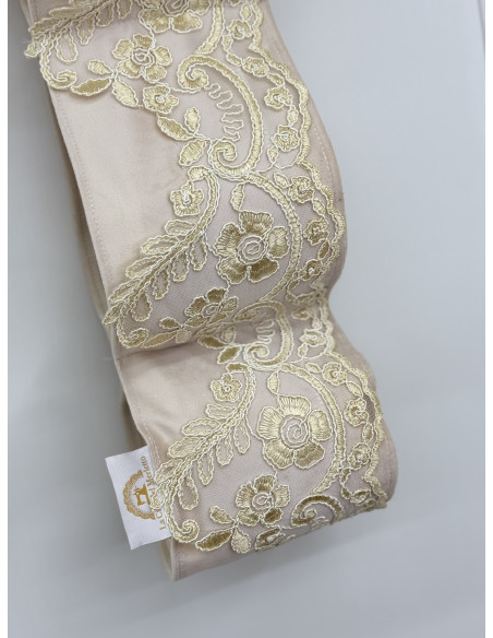 PORTAROTOLI VELLUTO AVORIO E REBRODE PERLA