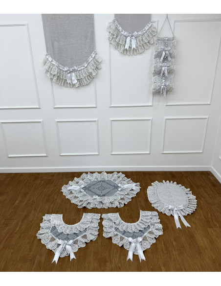 SET TRIS TAPPETI COPPIA DI ASCIUGAMANI COPRI WATER E ROTOLO