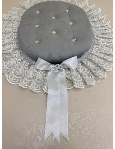 COPRIWATER IN VELLUTO GRIGIO E TULLE...