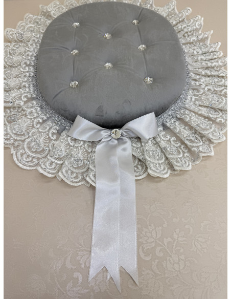 COPRIWATER IN VELLUTO GRIGIO E TULLE SWAROVSKI ARGENTO