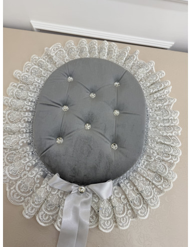 COPRIWATER IN VELLUTO GRIGIO E TULLE...