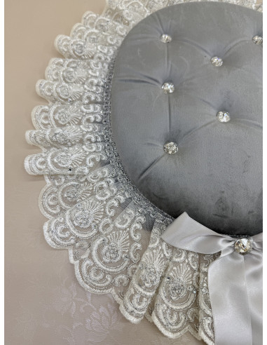 COPRIWATER IN VELLUTO GRIGIO E TULLE...