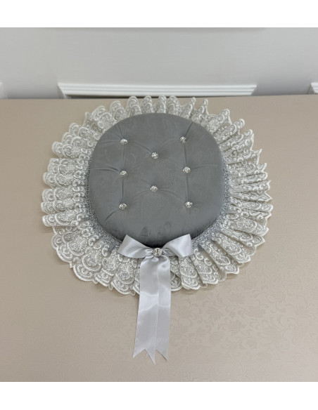 COPRIWATER IN VELLUTO GRIGIO E TULLE SWAROVSKI ARGENTO