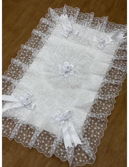 SET SPOSA TRAPUNTA GUANCIALI TRIS CENTRI CUSCINO E TAPPETO