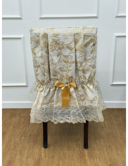 QUATTRO COPRI SEDIE COMPLETE ELEGANZA DORATA