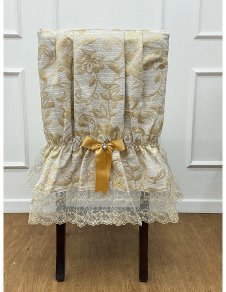 QUATTRO COPRI SEDIE COMPLETE ELEGANZA DORATA