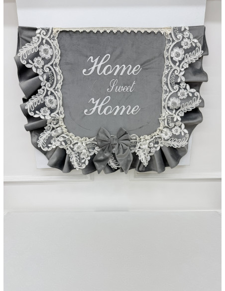 COPRI FORNO HOME VELLUTO GRIGIO E REBRODE BIANCO