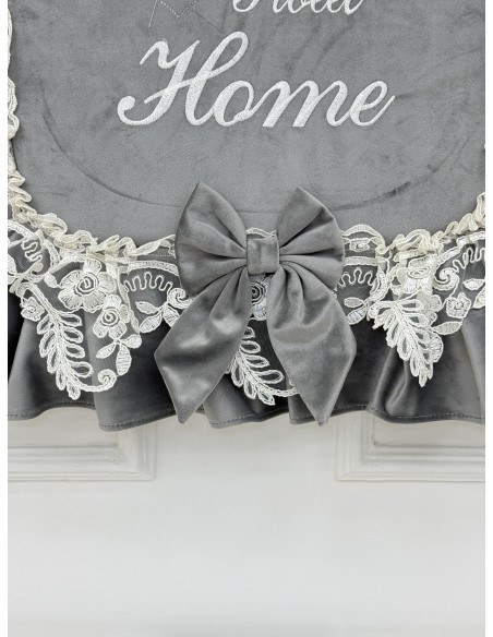 COPRI FORNO HOME VELLUTO GRIGIO E REBRODE BIANCO