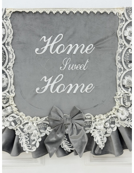 COPRI FORNO HOME VELLUTO GRIGIO E REBRODE BIANCO