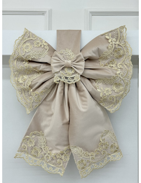 COPRI FORNO FIOCCO VELLUTO AVORIO E REBRODE AVORIO