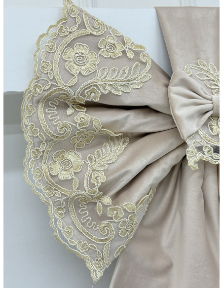 COPRI FORNO FIOCCO VELLUTO AVORIO E REBRODE AVORIO