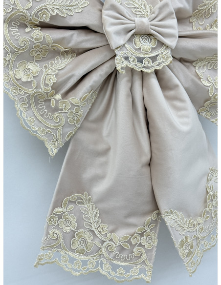 COPRI FORNO FIOCCO VELLUTO AVORIO E REBRODE AVORIO