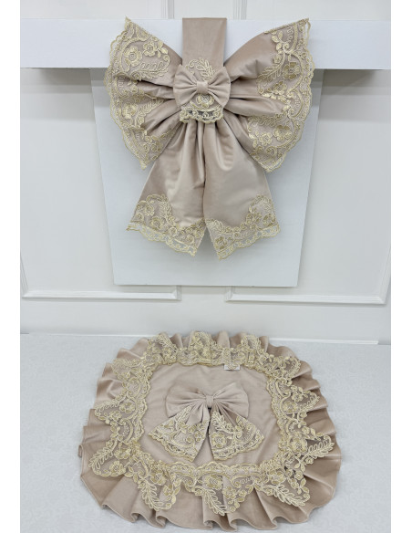 COPRI FORNO FIOCCO VELLUTO AVORIO E REBRODE AVORIO