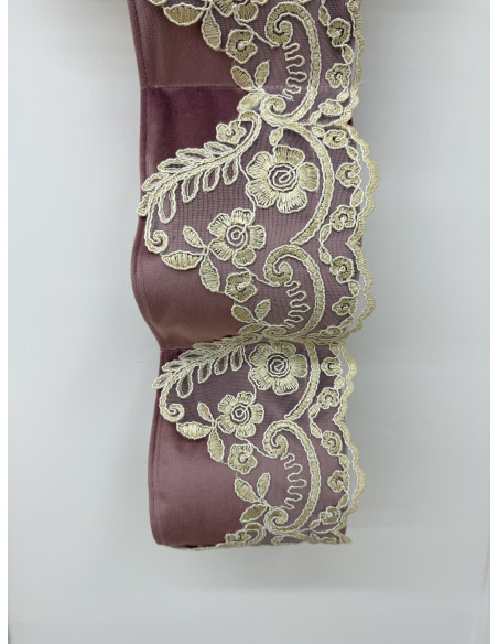 PORTAROTOLI IN VELLUTO ROSA E REBRODE PERLA