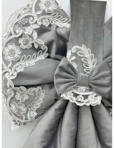 COPRI FORNO FIOCCO VELLUTO GRIGIO E...