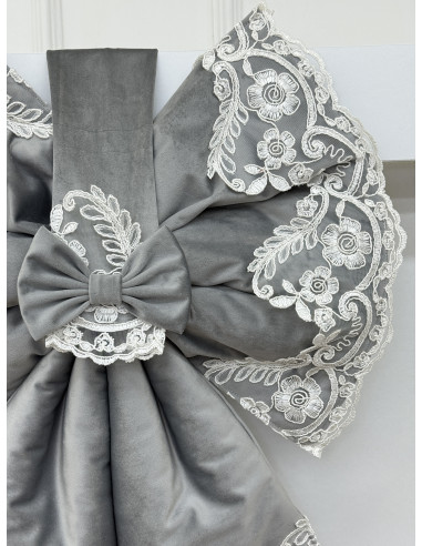 COPRI FORNO FIOCCO VELLUTO GRIGIO E...