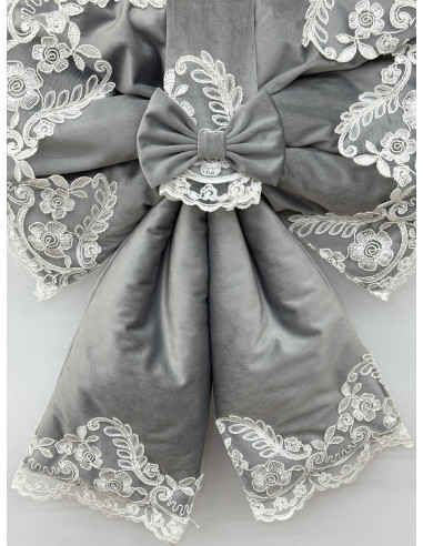 COPRI FORNO FIOCCO VELLUTO GRIGIO E...