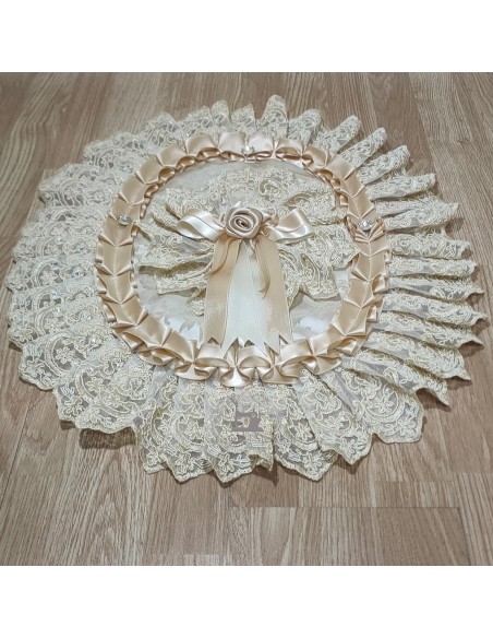 COPRIWATER IN STOFFA DAMASCATA AVORIO E TULLE SWAROVSKI PERLA