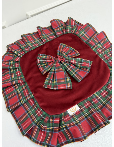 COPRIFORNELLO IN VELLUTO CON BALZA TARTAN