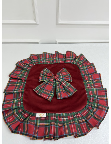 COPRIFORNELLO IN VELLUTO CON BALZA TARTAN