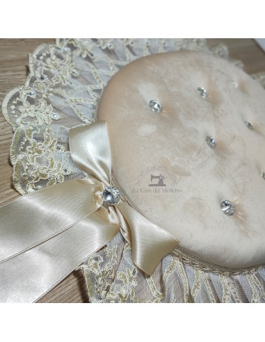 COPRIWATER IN VELLUTO AVORIO E TULLE...