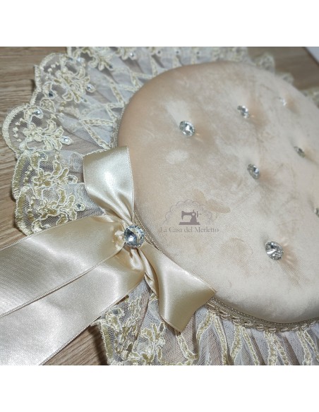 COPRIWATER IN VELLUTO AVORIO E TULLE SWAROVSKI PERLA