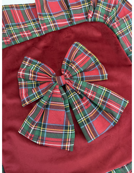 COPRIFORNELLO IN VELLUTO CON BALZA TARTAN