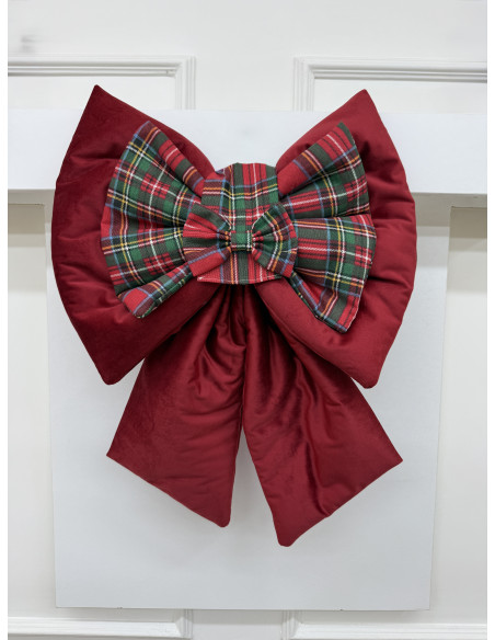 COPRI FORNO FIOCCO VELLUTO ROSSO E TARTAN