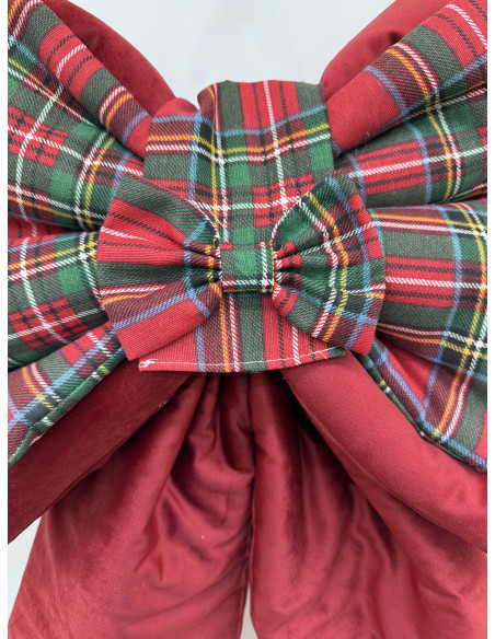 COPRI FORNO FIOCCO VELLUTO ROSSO E TARTAN