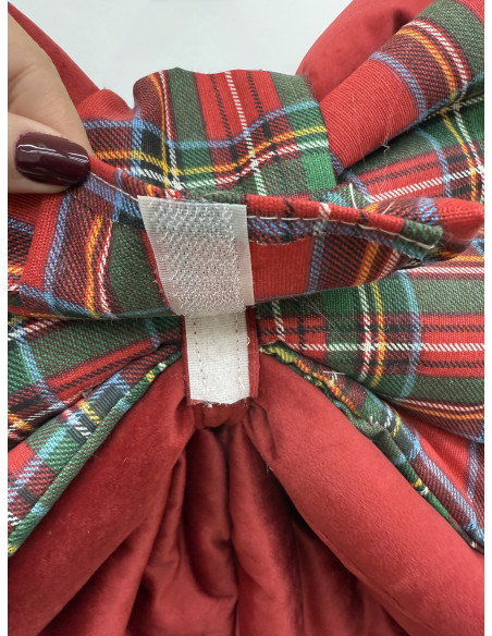 COPRI FORNO FIOCCO VELLUTO ROSSO E TARTAN