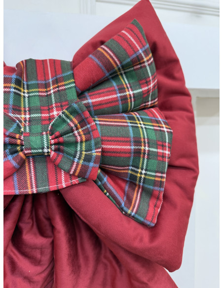 COPRI FORNO FIOCCO VELLUTO ROSSO E TARTAN